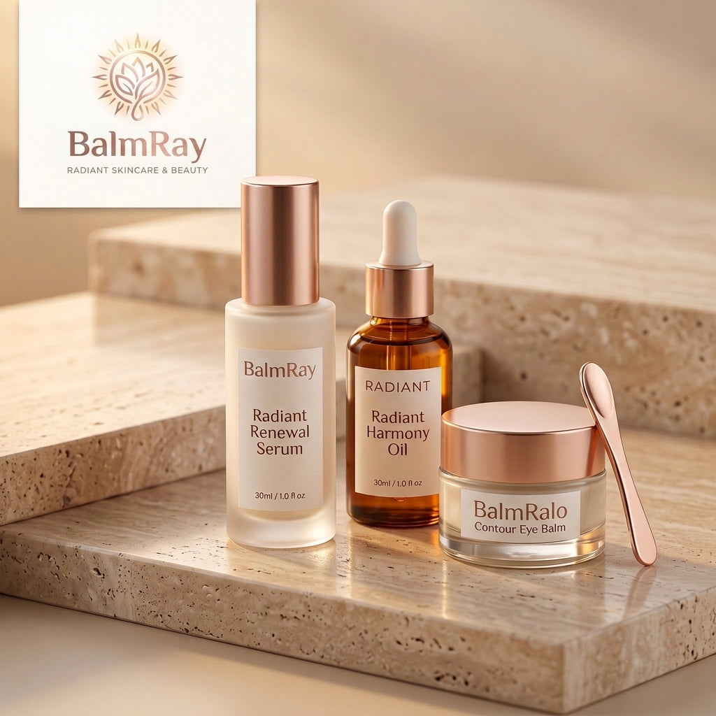 BalmRay Radiant Renewal Skincare Trio – Radiant Renewal Serum, Radiant Harmony Facial Oil and Contour Eye Balm