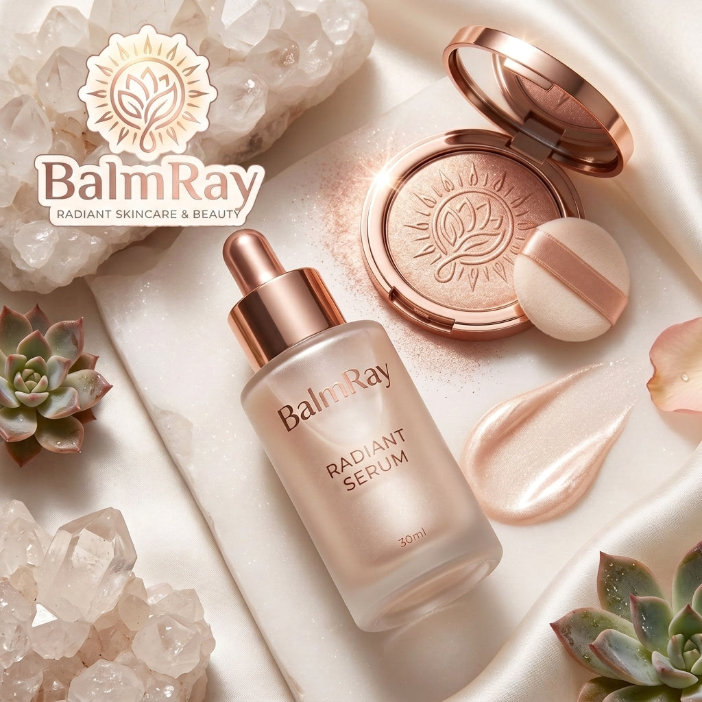BalmRay Radiant Complexion Duo – Hydrating Facial Serum and Rose-Gold Pressed Illuminating Powder